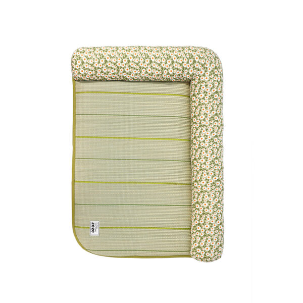 Green Blossom L-Shape Straw Mat